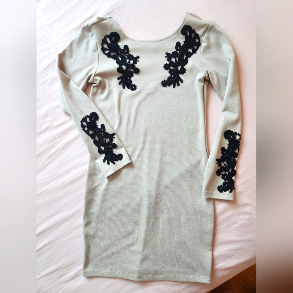 Embroidered Tan dress